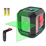 HYCHIKA Kreuzlinienlaser Grün, Selbstnivellierend Linienlaser 15M, Horizontal/Vertikal Wasserwaage Laser mit Magnethalterung, Verriegelter Zustand, 2 x AA Batterie, zur Dekoration u DIY