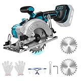 Akku Mini Kreissäge Für Makita 18 V, Bürstenlose Handkreissäge Mit 2 Sägeblättern, Kupfermotor Kann Diagonal Schneiden 6200RPM Für Holzbearbeitung Holz, Metall, Fliesen & Plastik (125MM)