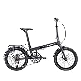 KABON Klapprad 20 Zoll Carbon, 9 Geschwindigkeit Faltrad mit Carbon Rahmen Ultraleichtes Mini Stadtfahrrad Faltrad Klapprad Herren Damen (Neu Schwarz)