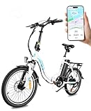 KAISDA E-Bike Klapprad 20“ Elektrofahrrad, Aluminium, mit 250w Motor 36V 13Ah Li-Ion Akku, Reichweite bis zu 100km, 7 Gang, E-citybike, 22kg (White)