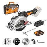 WORX WX531 Akku Kreissäge 20V – Bürstenlose Kreissäge für exakte, gerade Schnitte – Schneidet mühelos Holz, Metall, Fliesen & Plastik – Mit Akku, Ladegerät & Koffer