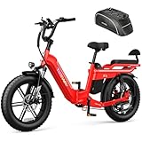 TESWAY E-Bike 48V 25AH 130KM E-Bike mit großer Reichweite, vollgefedertes E-Bike für Männer und Frauen, 20 x 4,0 Zoll, Fat Tire Elektrofahrrad mit USB-Ladeanschluss und 7-Gang-Getriebe