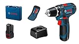 Bosch Professional 12V System Akku Bohrschrauber GSR 12V-15 (inkl. 2x 2.0Ah Akku, Ladegerät GAL 12V-20, 10-tlg.-Zubehör-Set, Handwerkoffer)