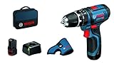 Bosch Professional 12V System Akku Schlagbohrschrauber GSB 12V-15 (inkl. 2x GBA 12V 2.0Ah, GAL 12V-40, Holster, 2x L-BOXX-Einlage, L-BOXX)