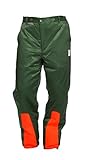 WOODSafe Schnittschutzhose Klasse 1, Forsthose, kwf-geprüft, Bundhose grün/orange mit Hosenträgern, Herren - Waldarbeiterhose mit Schnittschutz Form A, Größe 54