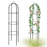 YAOBLUESEA Garten Rankobelisk Rosenbogen Rankgitter Beschichtetes Metall Rosen Rankhilfe für Kletterpflanzen Blumen, Obelisk Rankhilfe Grün 190x40cm