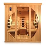 Hecht premium Infrarotkabine Sauna Keramik und Flächenstrahler, Farblichttherapie, Relaxliegen für 2 Personen – 180x180x190 cm – Infrarotsauna mit MP3-Player, Radio und Ionisator