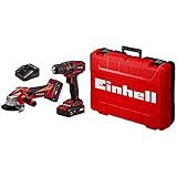 Einhell Maschinen-Set TC-TK 18 Li Kit Power X-Change (Bohrschrauber TC-CD 18/35 Li + Winkelschleifer TC-AG 18/115 Li, inkl. 1,5 Ah und 3,0 Ah Akku + Koffer E-Box M55/40 für universelle Aufbewahrung)