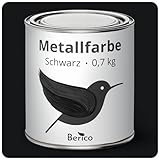 Berico Metallfarbe - Schwarz - 0,7 Kg - 3in1 Premium Metallschutzlack - Direkt auf Rost - Für Stahl, Zink, Aluminium und Eisen