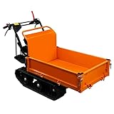 Mini Raupentransporter Dumper Motorschubkarre Muldenkipper Benzin Transporter 300kg 196cc 6,5PS Klappbare Seiten Manuelle Gasfederung 4 Gänge 3 Vorwärts 1 Rückwärts Sicherheitsbremse Stahl 2 Rampen