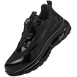 TAERGU Sicherheitsschuhe Herren S3 Arbeitsschuhe mit Stahlkappe Trends Drehknopf S1 Sportliche Leicht Stahlkappenschuhe Safety Shoes,Schwarz,44EU