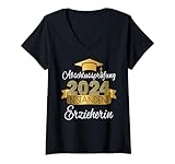 Damen Erzieherin I Prüfung Bestanden Ausgelernt Studium Ausbildung T-Shirt mit V-Ausschnitt