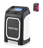 DigiFunk Baustellenradio mit Akku | Wiederaufladbar über USB | DAB+ / DAB, FM, Bluetooth, AUX | IP65 Wasserdicht Robustes Langlebiges Design | Perfekt für Bauarbeiter, Outdoor, Lager, Garage (Weiß)