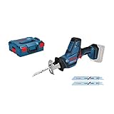 Bosch Professional 18V System Akku Säbelsäge GSA 18 V-LI C (Compact Version, inkl. 3x Säbelsägeblatt, ohne Akku/ Ladegerät, L-BOXX)