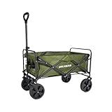 Kirkjubøur® Edda Faltbarer Bollerwagen 90 x 52 x 55 cm, Handwagen für bequem Transport mit 100 Liter Volumen, belastbar bis 110 kg und 360° drehbaren Vorderreifen (Grün)