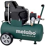 Metabo Kompressor Basic 250-24 W OF – 601532000 – Kompressor mit leistungsstarkem Motor und 24 l Kesselgröße – 1,5 m Kabellänge