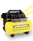 Aktionsset WELDINGER Flüster Kompressor FK 135 pocket + Druckluftset 6-teilig 1100 W Luftabgabe 135 l/min Druckregler 5 Jahre Garantie