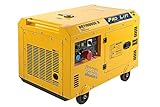 Pro-Lift-Werkzeuge Notstromaggregat 10kVA Super Silent 8000W 230V + 400V Stromerzeuger 4-Takt-Dieselmotor luftgekühlt Stromaggregat Starkstrom Eletro-Starter Generator leise Diesel Notstromaggregat