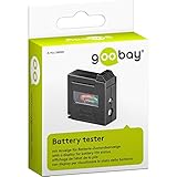 Goobay 54020 Batterietester für alle Batterien & Akkus Batterietester für AAA, AA, C, 9V, D, N & 1,5V Knopfzelle Batterieprüfgerät mit Display Schwarz