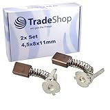 2x Trade-Shop Bronze Motorkohlen Kohlebürsten 4,5x8x11mm kompatibel mit Bosch GSB 140-LI, GSB 180-LI, GSR 18V-21, GSB 18V-21 Bohrschrauber