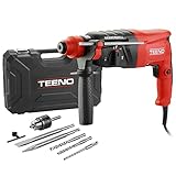 TEENO Bohrhammer 800W, SDS-plus & 0 – 900 U/min, vier Modi, Beton 26 mm, Stahl 13 mm, Holz 30 mm, Mauerwerk 68 mm