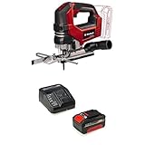 Einhell Professional Akku-Stichsäge TP-JS 18/135 Li BL Power X-Change (18 V, 135 mm Schnitttiefe in Holz, 26 mm Hubhöhe, Brushless, inkl. Sägeblatt, inkl. 4,0Ah Akku und Ladegerät)