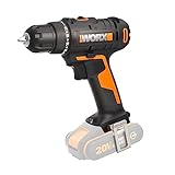 WORX WX100.9 Akku Bohrschrauber 20V – Leistungsstarker Akkuschrauber zum Bohren und Schrauben – 20+1 Drehmomentstufe bis zu 30Nm – variable Drehzahl – LED-Licht – Ohne Akku und Ladegerät