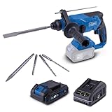 Scheppach Akku-Bohrhammer BC-RHD230-X 20V Brushless Meißelhammer | 20V-IXES-Serie | Schlagzahl 5500 bpm | Durchmesser Bohrung 24mm (Beton & Stein), 13 (Metall), 27 (Holz) | mit 2Ah Akku & Ladegerät