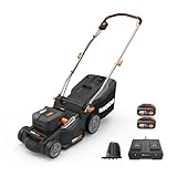 WORX WG737E Nitro Akku-Rasenmäher 40V(2x20V) - leistungsstarke bürstenloser Motor - 37cm Schnittbreite - 6 Schnitthöhenstufe (20-70mm) - 40L Grasfangsack - inkl. 2x4Ah Akkus & Dual-Ladengerät