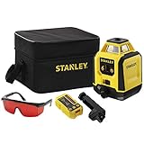 Stanley Rotationslaser DIY STHT77616-0 (roter Laser, vollautomatischer Horizontallaser, Rotationsgenauigkeit: +/- 6 mm/30 m, inkl. Empfänger, Zieltafel, Laserbrille, 2x Batterien, Tasche),Schwarz/Gelb