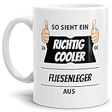 Tassendruck Berufe-Tasse so Sieht EIN Richtig Cooler Fliesenleger aus Weiss/Job/mit Spruch/Kollegen/Arbeit/Geschenk-Idee/Büro