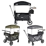 FableKids Bollerwagen Leo X2Lite mit Dach | 2 Sitzplätze | Faltbarer Transportwagen | Hecktasche | 5-Punkt-Gurt | 360° Räder | Fußbremse | inkl.Anti-Staub-Abdeckung | Oxford 600D | Onyx Schwarz