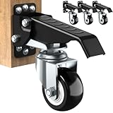 SOLEJAZZ Workbench Caster Kit 300KG Kapazität 4 Hochleistungs-einziehbare Workbench-Rollen Räder Urethan aus Stahlkonstruktion, Bonus-Installationsvorlage, 4er-Pack