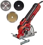 Einhell Mini-Handkreissäge TC-CS 89 (600 Watt, einfache, werkzeuglose Einstellung der Schnitttiefe bis 27 mm, Spindelarretierung, TCT Sägeblatt, Parallelanschlag)