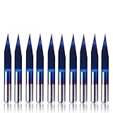 SainSmart Genmitsu 10Pcs Nano Blue Coat Gravierstichel, 20 Grad 0,1 mm Spitze 1/8 Zoll Schaft CNC Fräser Satz, Konisches V-Bit