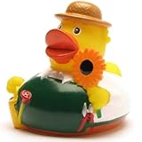 Duckshop I Badeente Gärtner I Quietscheente Gartenfreund I L: 7,5 cm I inkl. Gummienten-Schlüsselanhänger im Set I Geschenk für Kinder und Erwachsene I Badewannenspielzeug