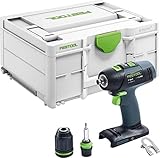 Festool Akku-Bohrschrauber T 18+3-Basic (mit Werkzeugfutter, Magnet-Bithalter, Schnellspannbohrfutter, Bit, Gürtelclip), im Systainer