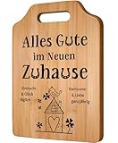 Geschenkideen zum Einzug - Bambus Schneidebrett, Einzugsgeschenke Haus, Einweihungsgeschenk Haus, Geschenk zum Einzug ins Haus - Alles Gute im Neuen Zuhause, Neues Haus Geschenk