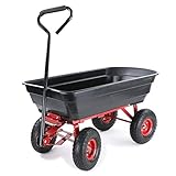 RAMROXX Transportwagen Gartenwagen Schubkarre Handwagen Kippfunktion 250 kg Schwarz Rot