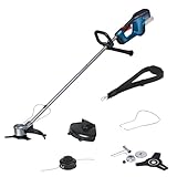 Bosch Professional 18V System Akku-Freischneider GFR 18V-23 (bürstenloser Motor, Schnittkreisdurchmesser 23 cm, 1x Fadenspuleneinheit, 1x Schultergurt, Freischneidermesser-Set, Pflanzenschutzbügel)