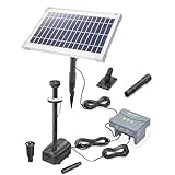 esotec Solar LED Teichpumpe mit Filter 8/400 für außen | SET Sprinklerpumpe 400/h | LiFePo4 Akku | Erdspieß Solarmodul 8W | Solarbrunnen für Gartenteich | Wasserpiel Springbrunnenpumpe | 101936