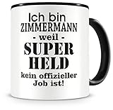 Samunshi® Zimmermann Tasse mit Spruch Geschenk für Zimmermann Mann Frau Kaffeetasse groß Lustige Tassen zum Geburtstag schwarz 300ml