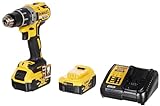 Dewalt 18 Volt 2-Gang Akku Bohrschrauber DCD791P2 (Bürstenloser Motor, 2-Gang Vollmetallgetriebe, max. Drehmoment 70 Nm, 15 Drehmomentstufen, 2x 18 Volt 5 Ah Li-Ion Akkus und Ladegerät, T-STAK Box)