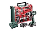 Metabo Akku-Bohrhammer-Set, 450-1800 U/min, Schnellspannbohrfutter, LED-Arbeitsleuchte, Gürtelclip mit Bit-Aufbewahrung, 2x 18V Li-Power 2,0 Ah Akkus,