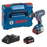 Bosch Professional 18V System Akku Bohrschrauber GSR 18V-28 (max. Drehmoment (weich/hart): 28/63 Nm, inkl. 2x 4.0Ah Akku, Schnellladegerät GAL 18V-40, L-BOXX)