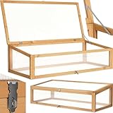 tectake® Frühbeet Aufsatz aus Holz, witterungsbeständig, Schutz vor Wind und Wetter, Frühbeetaufsatz mit funktionellen Hohlkammerplatten, 115 x 53 x 34 cm, kombinierbar Hochbeet 403232