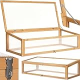 tectake® Frühbeet Aufsatz aus Holz, witterungsbeständig, Schutz vor Wind und Wetter, Frühbeetaufsatz mit funktionellen Hohlkammerplatten, 115 x 53 x 34 cm, kombinierbar Hochbeet 403232