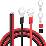 XMSJSIY Solar Battery Cables 10 Gauge Power Inverter Cables with 3/8' Ring Terminals 10AWG Wire Tinned Copper Tray Extension Cable for Solar,RV,Auto Car,Boat (1M) …