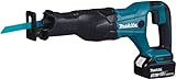 Makita DJR186RT Akku-Reciprosäge 18 V / 5,0 Ah, Ladegerät im Transportkoffer, Türkis, mit 1x Akku 5,0 Ah