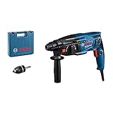 Bosch Professional Bohrhammer GBH 2-21 (mit SDS plus, inkl. Schnellspannbohrfutter mit SDS plus-Adapter, Zusatzhandgriff, Maschinentuch, Tiefenanschlag, Handwerkoffer)